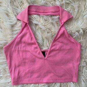 Pink halter crop top